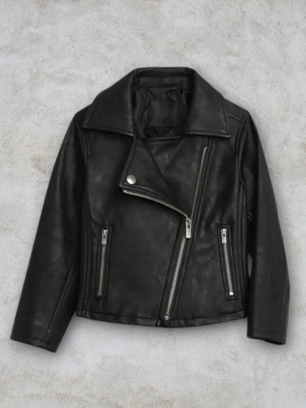 GAP Baby, Faux Leather Moto Jacket, Black, 3 years, Zip-Up 🖤🧥 Vegan, Rock Star